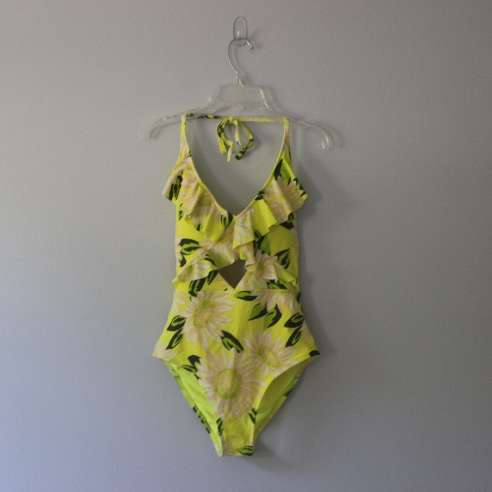 Aerie Yellow Sunflower One Piece Swimsuit